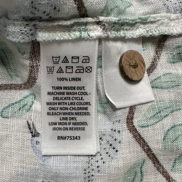 Cynthia Rowley 100% Linen Bird Print Button Front Blouse XL - Picture 4 of 7